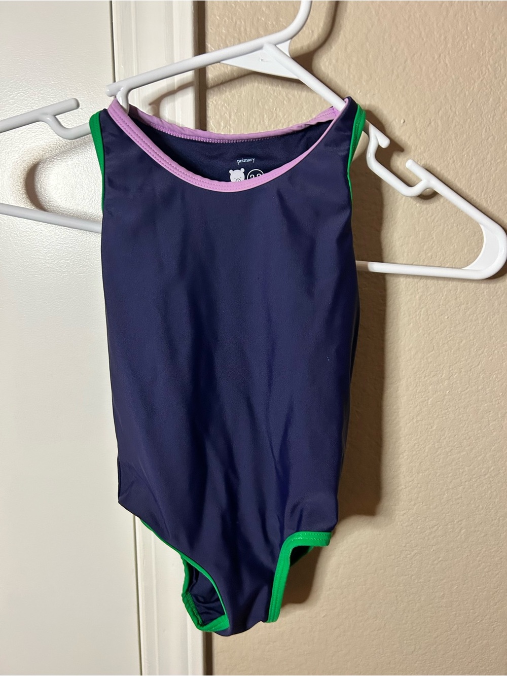 Primary Navy One-Piece Swimsuit with Pink & Green Trim
